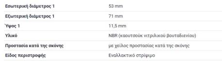 ΤΣΙΜΟΥΧΑ ΕΜΠΡΟΣ ΤΡΟΧΟΥ 53X71X11.5 S-CLASS W140 S-CLASS ΚΟΥΠΕ C140 SEALING RING