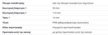 ΤΣΙΜΟΥΧΑ ΣΤΡΟΦΑΛΟΥ ΜΕΓΑΛΗ ΟΠΙΣΘΙΑ 93X114X13 M102 M103 M104 M111 OM601 OM602 OM604 OM605 OM606 OM661 OM662 VW AGL SEALING RING