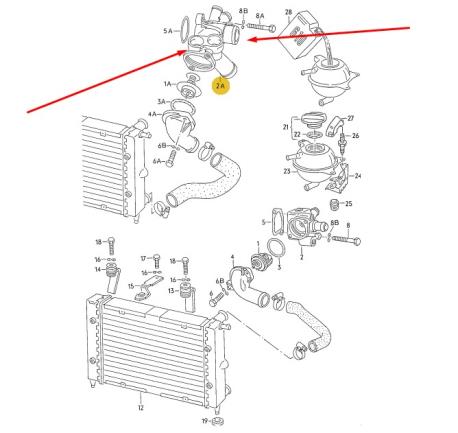 ΠΡΟΣΑΡΜΟΣΤΗΡΑΣ ΚΟΛΑΡΩΝ VW GOLF II Mk2 VW JETTA II VW POLO II 86C VW DERBY 86C VW POLO ΚΟΥΠΕ COUPE 86C THERMOSTAT HOUSING