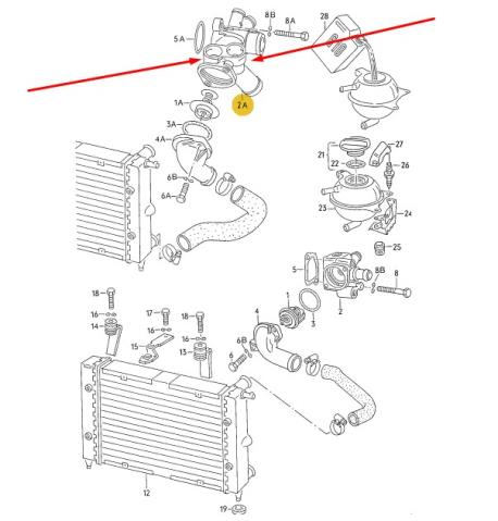 ΠΡΟΣΑΡΜΟΣΤΗΡΑΣ ΚΟΛΑΡΩΝ VW GOLF II Mk2 VW JETTA II VW POLO II 86C VW POLO CLASSIC 86C VW POLO ΚΟΥΠΕ COUPE 86C THERMOSTAT HOUSING