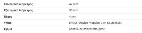 ΛΑΣΤΙΧΟ ΟΡΙΝΓΚ ORING ΘΕΡΜΟΣΤΑΤΗ 47X55X4 AUDI A2 8Z VW BORA I 1J VW BORA Variant 1J VW CADDY II Pick-up 9U7 VW CADDY II 9K VW CAD