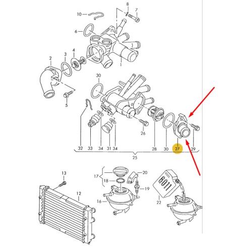 ΠΡΟΣΑΡΜΟΣΤΗΡΑΣ ΚΟΛΑΡΩΝ VW GOLF III Mk3 1H VW GOLF III Variant Mk3 1H VW POLO III 6N VW VENTO 1H PIPE UNION COOLANT FLANGE