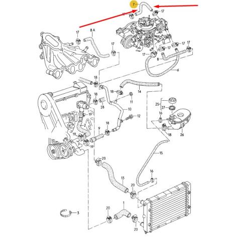 ΚΟΛΑΡΟ ΝΕΡΟΥ ΚΑΡΜΠΥΡΑΤΕΡ VW CADDY I 17 VW GOLF II Mk2 191 VW GOLF I Cabriolet Mk1 VW JETTA II VW PASSAT B2 32B SEAT TOLETO I 1L